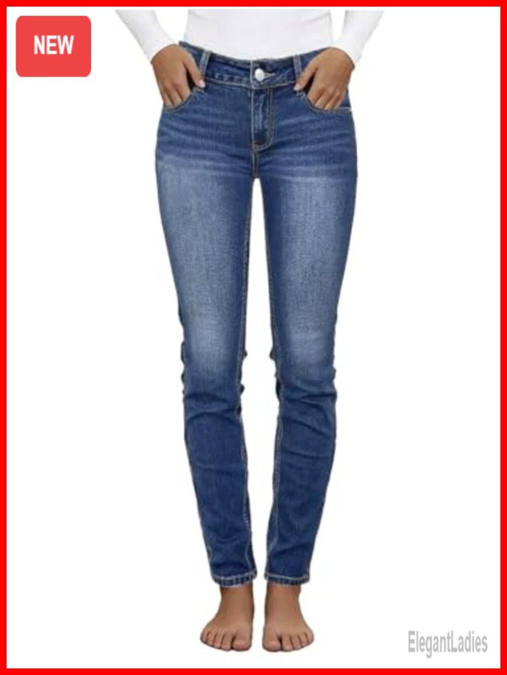 Mid Rise Skinny Jeans Butt Lifting Stretchy Denim 68% Cotton 30% Polyester 2%